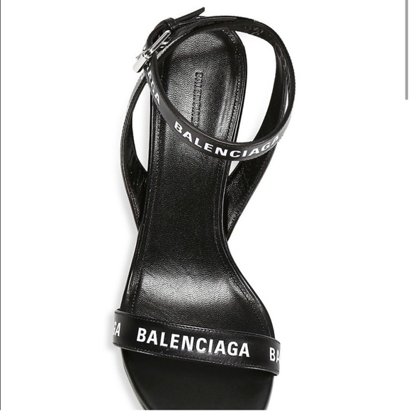 NEVER WORN Balenciaga Logo Block Heel Sandals Black size 39 / 9 - Picture 2 of 15